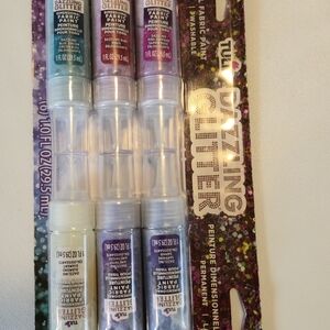 Dazzling Glitter Washable Fabric Paint Set - Purple & Blue Shades